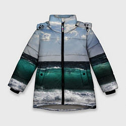 Куртка зимняя для девочки Морской прибой, цвет: 3D-светло-серый