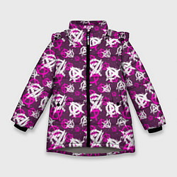 Куртка зимняя для девочки Знаки разноцветные, цвет: 3D-светло-серый