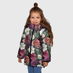 Куртка зимняя для девочки Bouquet of flowers pattern, цвет: 3D-светло-серый — фото 2