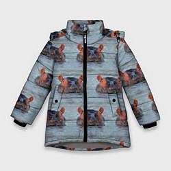 Зимняя куртка для девочки Бегемоты в воде