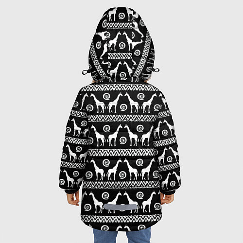Зимняя куртка для девочки Черно-белые Жирафы / 3D-Светло-серый – фото 4