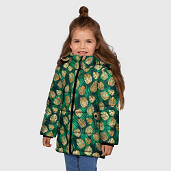 Куртка зимняя для девочки Золотые листья паттерн, цвет: 3D-светло-серый — фото 2