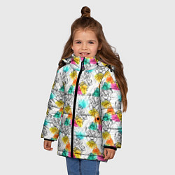 Куртка зимняя для девочки Индийский Слон Ганеша, цвет: 3D-светло-серый — фото 2