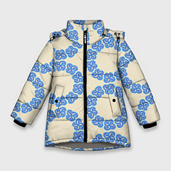 Куртка зимняя для девочки Круговой орнамент из цветка, цвет: 3D-светло-серый