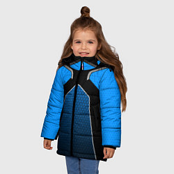 Куртка зимняя для девочки ТЕХНОЛОГИЧЕСКАЯ БРОНЯ СИНЯЯ, цвет: 3D-красный — фото 2