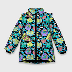 Куртка зимняя для девочки Nostalgia 90е, цвет: 3D-черный