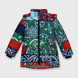 Куртка зимняя для девочки Лоскуты Бандан, цвет: 3D-светло-серый
