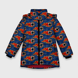 Куртка зимняя для девочки Фишки, Ставки, Покер, цвет: 3D-красный