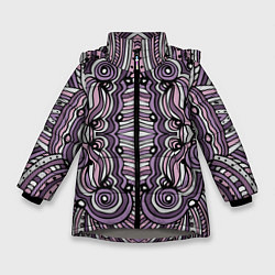 Куртка зимняя для девочки Абстракция Разноцветный калейдоскоп Фиолетовый, че, цвет: 3D-светло-серый