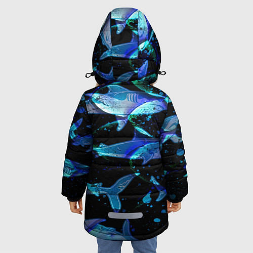 Зимняя куртка для девочки На дне морском Акулы / 3D-Светло-серый – фото 4