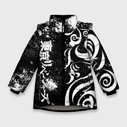 Куртка зимняя для девочки ТОКИЙСКИЕ МСТИТЕЛИ - БРЫЗГИ КРАСКИ, цвет: 3D-светло-серый
