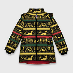 Куртка зимняя для девочки Фантастические Твари Паттерн, цвет: 3D-красный