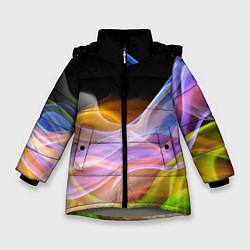 Куртка зимняя для девочки Цветной дым Color pattern, цвет: 3D-светло-серый