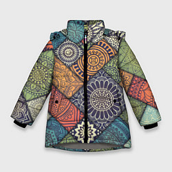 Куртка зимняя для девочки Mandala-pattern, цвет: 3D-светло-серый