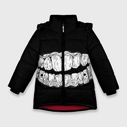 Куртка зимняя для девочки Зубы Каонаси, цвет: 3D-красный