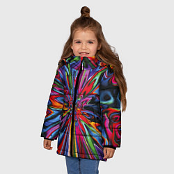 Куртка зимняя для девочки Color pattern Impressionism, цвет: 3D-черный — фото 2