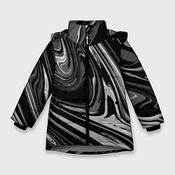 Куртка зимняя для девочки Черно-белый мрамор, цвет: 3D-светло-серый