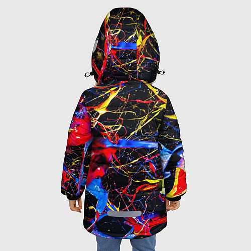 Зимняя куртка для девочки Импрессионизм Vanguard neon pattern / 3D-Светло-серый – фото 4