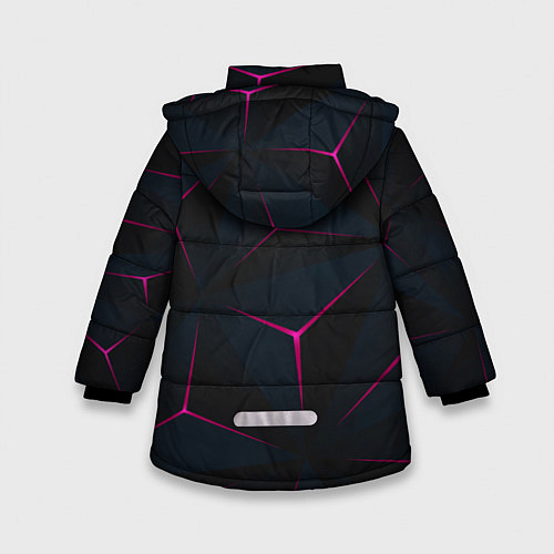 Зимняя куртка для девочки Неоновые углы На черном Фоне / 3D-Светло-серый – фото 2