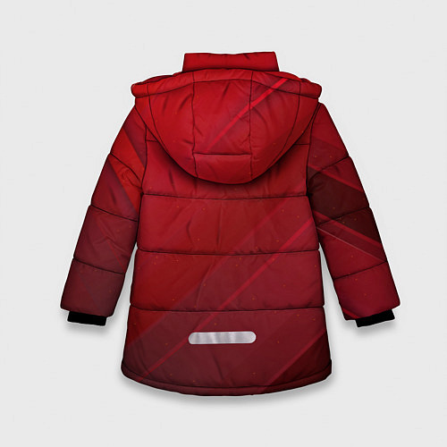Зимняя куртка для девочки Полосы На красном Фоне / 3D-Красный – фото 2
