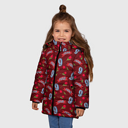 Куртка зимняя для девочки 9 мая, красная лента и тюльпаны, цвет: 3D-светло-серый — фото 2