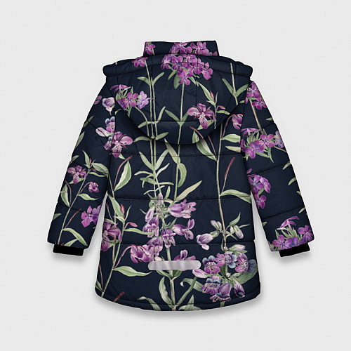 Зимняя куртка для девочки Цветы Фиолетовые / 3D-Светло-серый – фото 2