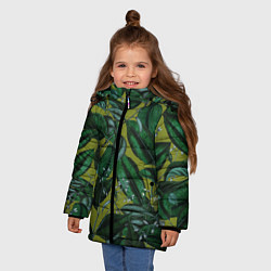 Куртка зимняя для девочки Цветы Тёмная Листва, цвет: 3D-светло-серый — фото 2