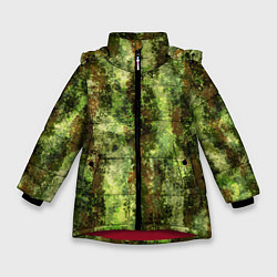 Куртка зимняя для девочки Пиксельный камуфляж Шерхан Лес, цвет: 3D-красный