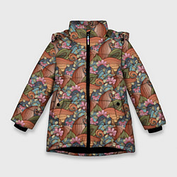 Куртка зимняя для девочки Паттерн волнистые узоры, цвет: 3D-черный