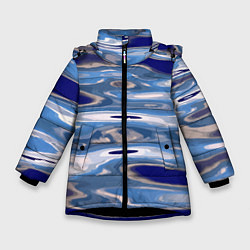 Куртка зимняя для девочки Волна Тихий океан, цвет: 3D-черный