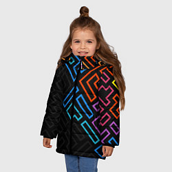 Куртка зимняя для девочки НЕОНОВЫЕ ФИГУРЫ НЕОН, цвет: 3D-черный — фото 2