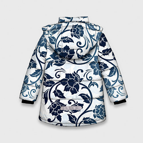 Зимняя куртка для девочки Гжелевые цветы / 3D-Красный – фото 2