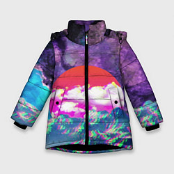 Зимняя куртка для девочки Закат красного солнца Импрессионизм Горы Neon