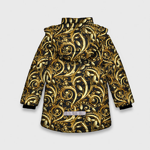 Зимняя куртка для девочки Золотистые узоры / 3D-Красный – фото 2