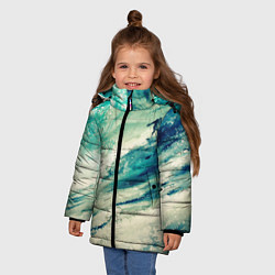 Куртка зимняя для девочки Лазурная волна, цвет: 3D-черный — фото 2