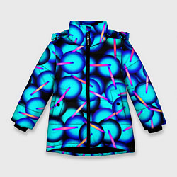 Куртка зимняя для девочки ТЕКСТУРА ШАРОВ, цвет: 3D-черный