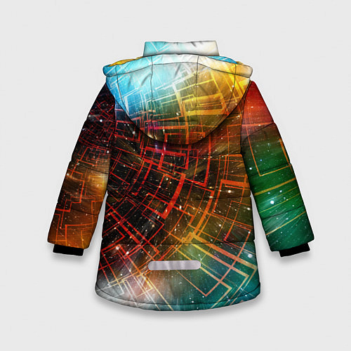 Зимняя куртка для девочки Portal - Neon Space - туннель из энергетических па / 3D-Красный – фото 2