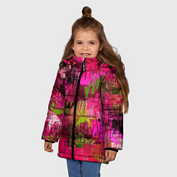 Куртка зимняя для девочки ЦВЕТОВАЯ АБСТРАКЦИЯ COLOR ABSTRACTION, цвет: 3D-красный — фото 2