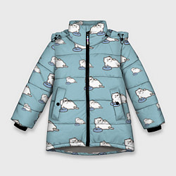 Куртка зимняя для девочки Котик обжорик, цвет: 3D-светло-серый