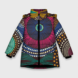 Куртка зимняя для девочки Африка Орнамент, цвет: 3D-черный