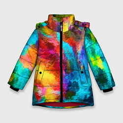 Зимняя куртка для девочки Цветные всплески Экспрессионизм Абстракция Color S