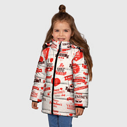 Куртка зимняя для девочки Поздравления - паттерн - HAPPY VALENTINES DAY, цвет: 3D-красный — фото 2