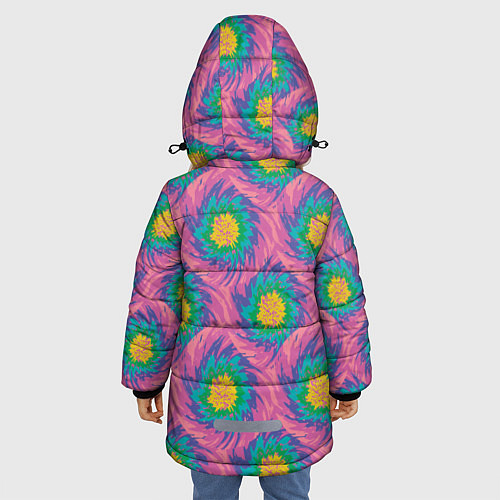 Зимняя куртка для девочки Тай-дай, яркие пятна / 3D-Светло-серый – фото 4