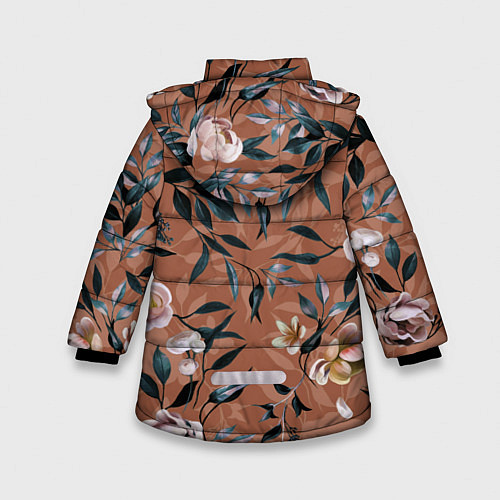 Зимняя куртка для девочки Цветы Сад Кирпичного Цвета / 3D-Красный – фото 2