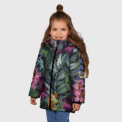 Куртка зимняя для девочки Цветы Ночные, цвет: 3D-красный — фото 2