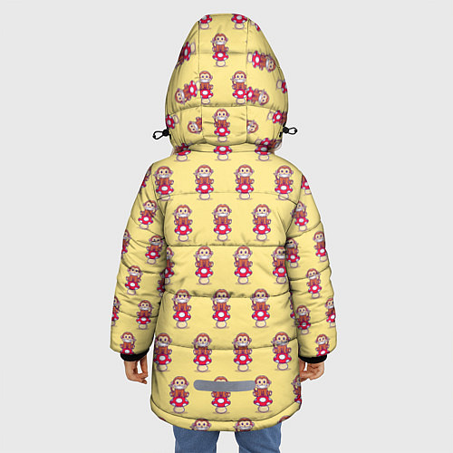 Зимняя куртка для девочки Обезьянка на грибе / 3D-Светло-серый – фото 4