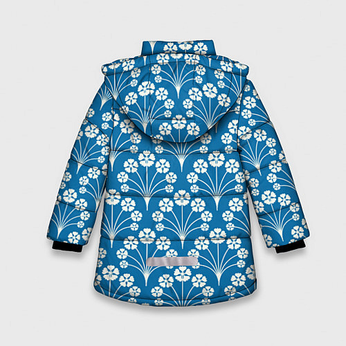 Зимняя куртка для девочки Векторные белые цветы / 3D-Красный – фото 2