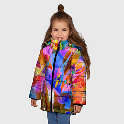 Куртка зимняя для девочки Красочный цветочный паттерн Лето Colorful floral p, цвет: 3D-черный — фото 2