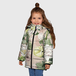 Куртка зимняя для девочки Цветы Свадебный Букет, цвет: 3D-светло-серый — фото 2