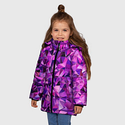 Куртка зимняя для девочки ФИОЛЕТОВЫЕ КРИСТАЛЛЫ, цвет: 3D-черный — фото 2